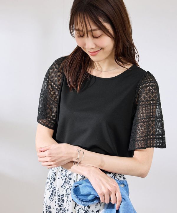 日本 ROPÉ PICNIC防紫外線 涼感 Cutee 蕾絲喇叭袖上衣 日本 ROPÉ PICNIC防紫外線 涼感 Cutee 蕾絲喇叭袖上衣