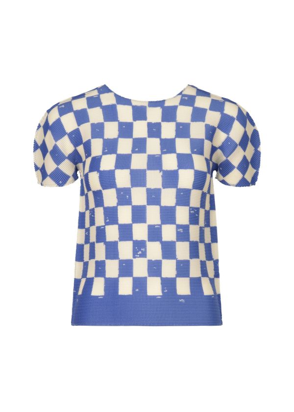 日本三宅一生me ISSEY MIYAKE  CHECKER彈性圓領短袖上衣 日本三宅一生me ISSEY MIYAKE  CHECKER彈性圓領短袖上衣