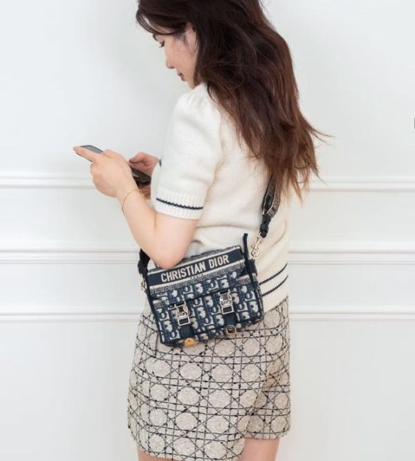 日本Dior 小號 Diorcamp 手袋藍色 Oblique 印花布料 日本Dior 小號 Diorcamp 手袋藍色 Oblique 印花布料