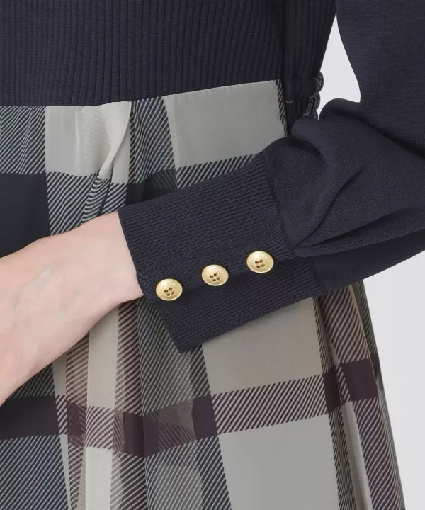 日本 BLUE LABEL CRESTBRIDGE雪紡拼接連身裙 日本 BLUE LABEL CRESTBRIDGE雪紡拼接連身裙