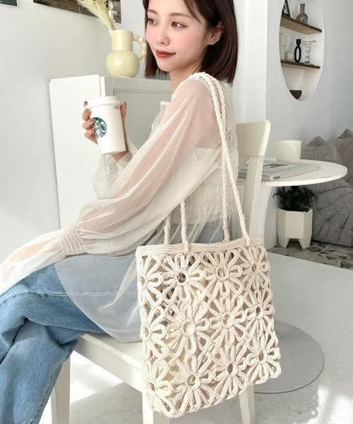 日本 花花編織tote bag 日本 花花編織tote bag