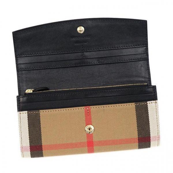 特價BURBERRY House 格紋拼接皮革扣式長夾(售價已折) 日本代購,BURBERRY,House 長夾