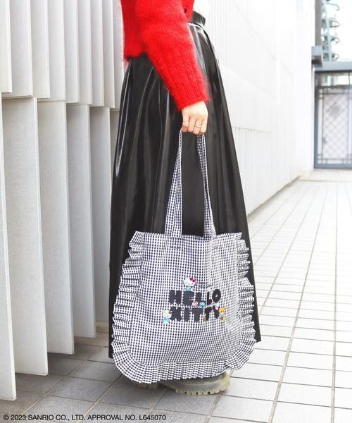 日本  sanrio HELLO KITTY Frill Tote Bag荷葉邊手提包 日本  sanrio HELLO KITTY Frill Tote Bag荷葉邊手提包