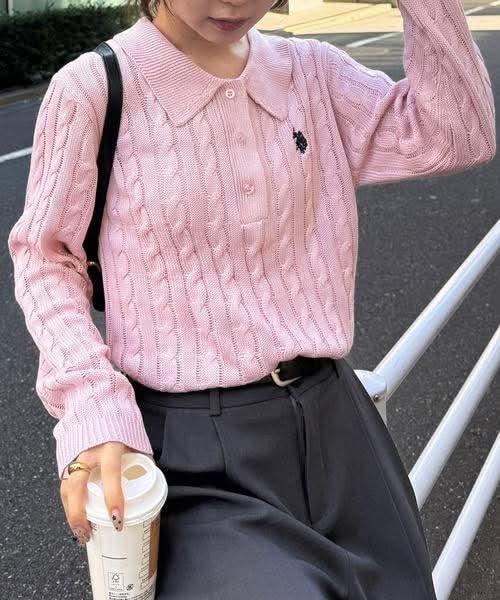 日本 別注款U.S. POLO ASSN. 麻花針織 POLO 上衣 日本 別注款U.S. POLO ASSN. 麻花針織 POLO 上衣