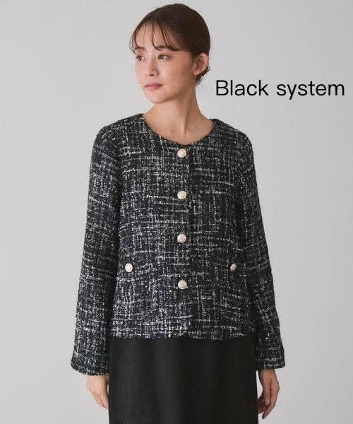 日本 小香風混色粗花呢 金釦外套 日本 小香風混色粗花呢 金釦外套