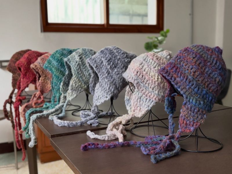 isk-038，限量包色優惠專區 飛行帽,護耳帽,編織,材料包,鉤針,時尚,毛線,Kpop