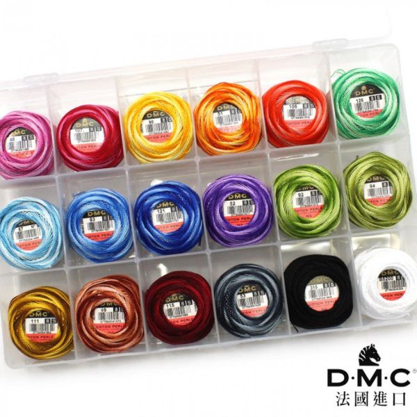 DMC - 8號繡線-段染色系+黑白組合(送收納盒) 