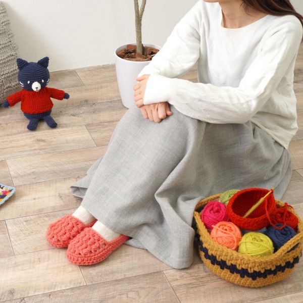 日本Hará Wool 材料包 - 56超粉嫩鉤針室內拖鞋 