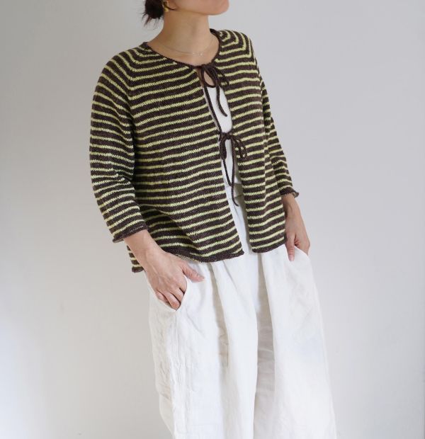 售完即無！DARUMA - 七分袖綁帶針織外套 B 材料包 