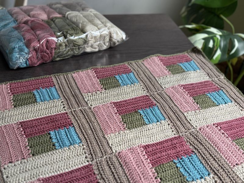 isk-039，柔色日和鉤織毯，材料包＋教學影片 