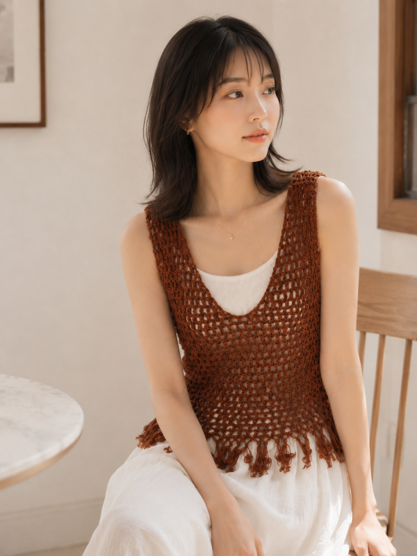 今夏必織、老師推薦！DARUMA - 新款夏日流蘇背心 材料包＋教學影片 