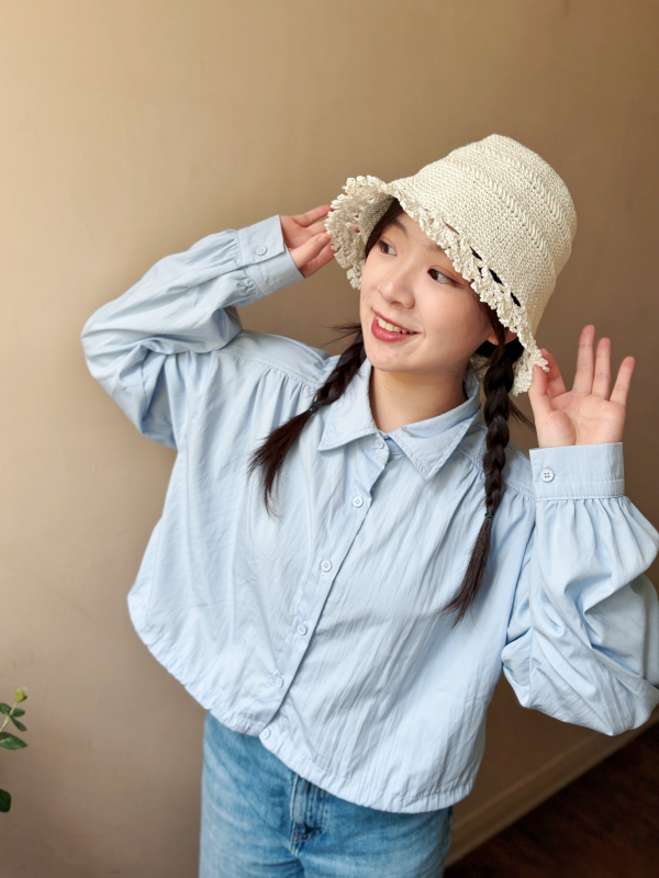 DARUMA - 典雅花邊漁夫帽 B，材料包＋教學影片 夏日草帽節 