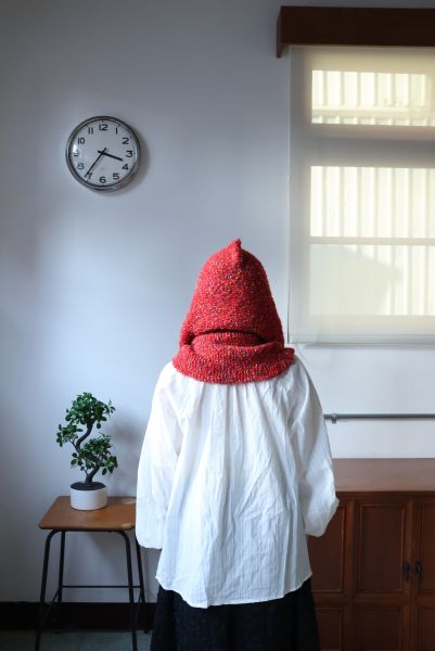 isk-037，小紅帽｜棒針連帽圍巾 材料包+教學影片 