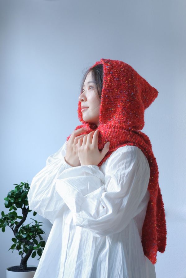 isk-037，繽紛樂園 ｜棒針連帽式圍巾，材料包+教學影片。早鳥售完為止！ 棒針,帽兜,圍巾,聖誕節,交換禮物,材料包,編織,毛線,新手,編織,線上課程