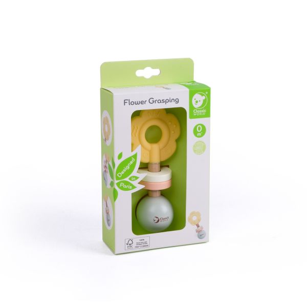 周歲送禮推薦｜花漾觸感搖搖棒 Flower Grasping｜寶寶隨身實用玩具．適合0個月以上【德國Classic World客來喜經典木玩】 classic world,德國木玩具,德國,客來喜,德國客來喜,德國classicworld,classicworld,classicworld台灣代理,classicworld獨家代理,德國設計玩具,玩具,木玩,經典木玩,木製玩具,木質玩具,兒童玩具,寶寶玩具,益智,益智玩具,安全玩具,無甲醛,零甲醛,無毒,環保漆,手眼協調,視覺發展玩具,智能發展玩具,視覺專注,抓握力,邏輯力,專注力,拼圖,