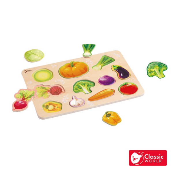 趣味主題拼板-健康蔬菜 Vegetable Puzzle｜益智拼圖 幼兒啟蒙．適合18個月以上【德國Classic World客來喜經典木玩】 classic world,德國木玩具,德國,客來喜,德國客來喜,德國classicworld,classicworld,classicworld台灣代理,classicworld獨家代理,德國設計玩具,玩具,木玩,經典木玩,木製玩具,木質玩具,兒童玩具,寶寶玩具,益智,益智玩具,安全玩具,無甲醛,零甲醛,無毒,環保漆,手眼協調,視覺發展玩具,智能發展玩具,視覺專注,抓握力,邏輯力,專注力,拼圖,