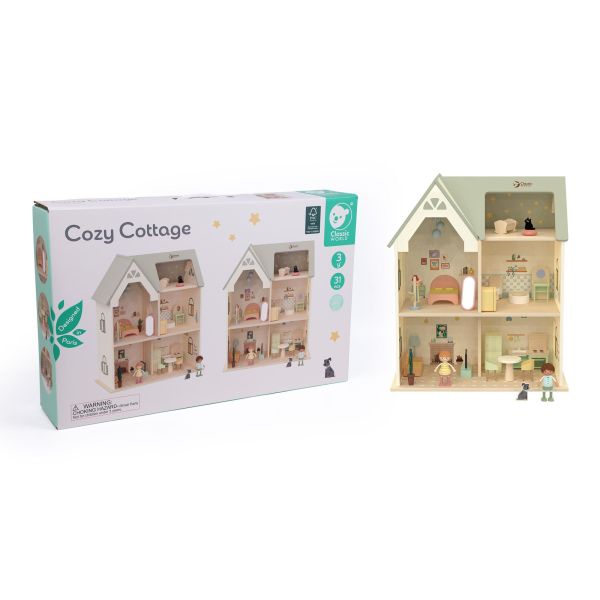 木製娃娃屋｜童趣溫馨娃娃屋 Cozy Cottage｜扮家家酒．適合3歲以上【德國Classic world客來喜經典木玩】孩子的第一個娃娃屋 Classic world,德國木玩具,客來喜,德國客來喜,德國classicworld,classicworld,classicworld台灣代理,classicworld獨家代理,德國設計玩具,玩具,木玩,經典木玩,木製玩具,木質玩具,兒童玩具,寶寶玩具,益智,益智玩具,安全玩具,無甲醛,零甲醛,無毒,環保漆,手眼協調,視覺發展玩具,智能發展玩具,視覺專注,隨身玩具,收納玩具,角色扮演玩具,家
