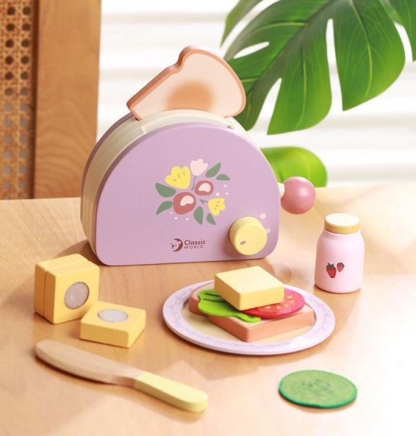 晨曦紫花園．經典木製烤麵包機 Grace Toaster｜廚房扮家家酒．適合3歲以上【德國Classic World客來喜經典木玩】經典下午茶系列 classic world,德國木玩具,德國,客來喜,德國客來喜,德國classicworld,classicworld,classicworld台灣代理,classicworld獨家代理,德國設計玩具,玩具,木玩,經典木玩,木製玩具,木質玩具,兒童玩具,寶寶玩具,益智,益智玩具,安全玩具,無甲醛,零甲醛,無毒,環保漆,手眼協調,視覺發展玩具,智能發展玩具,視覺專注,隨身攜帶玩具,好收納玩具,角色