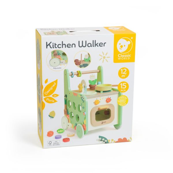 學步玩具｜木樂學步廚房車 Kitchen Walker｜適合12個月以上【德國Classic World客來喜經典木玩】 classic world,德國木玩具,德國,客來喜,德國客來喜,德國classicworld,classicworld,classicworld台灣代理,classicworld獨家代理,德國設計玩具,玩具,木玩,經典木玩,木製玩具,木質玩具,兒童玩具,寶寶玩具,益智,益智玩具,安全玩具,無甲醛,零甲醛,無毒,環保漆,手眼協調,視覺發展玩具,智能發展玩具,視覺專注,抓握力,邏輯力,專注力,拼圖,