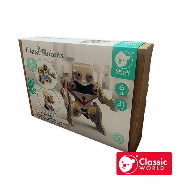 百變機器人 Flexi Robots｜3合1組裝DIY積木［全系列3款］．適合6歲以上【德國Classic world客來喜經典木玩】 classic world,德國木玩具,德國,客來喜,德國客來喜,德國classicworld,classicworld,classicworld台灣代理,classicworld獨家代理,德國設計玩具,玩具,木玩,經典木玩,木製玩具,木質玩具,兒童玩具,寶寶玩具,益智,益智玩具,安全玩具,無甲醛,零甲醛,無毒,環保漆,手眼協調,視覺發展玩具,智能發展玩具,視覺專注,抓握力,感官認知,交通工具玩具