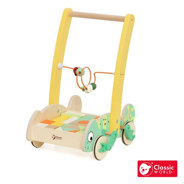 學步玩具｜變色龍寶寶探險車 Baby Walker with Blocks｜適合12個月以上【德國Classic World客來喜經典木玩】 classic world,德國木玩具,德國,客來喜,德國客來喜,德國classicworld,classicworld,classicworld台灣代理,classicworld獨家代理,德國設計玩具,玩具,木玩,經典木玩,木製玩具,木質玩具,兒童玩具,寶寶玩具,益智,益智玩具,安全玩具,無甲醛,零甲醛,無毒,環保漆,手眼協調,視覺發展玩具,智能發展玩具,視覺專注,抓握力,邏輯力,專注力,拼圖,