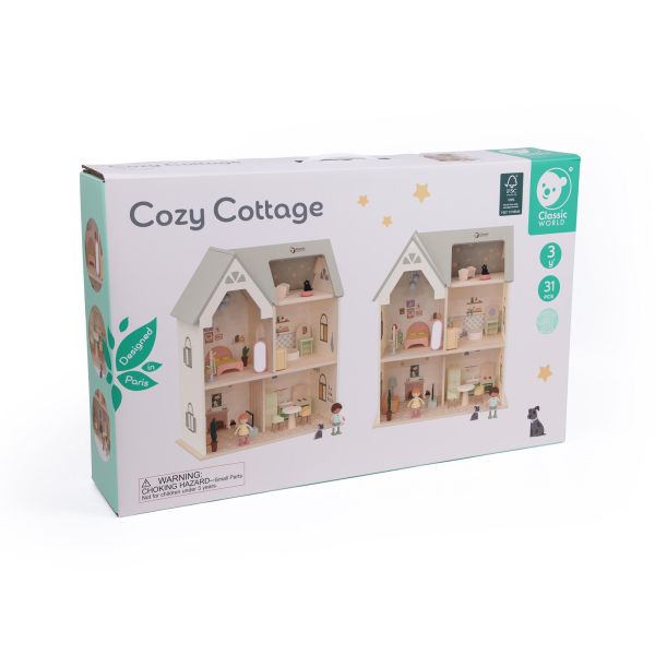 木製娃娃屋｜童趣溫馨娃娃屋 Cozy Cottage｜扮家家酒．適合3歲以上【德國Classic world客來喜經典木玩】孩子的第一個娃娃屋 Classic world,德國木玩具,客來喜,德國客來喜,德國classicworld,classicworld,classicworld台灣代理,classicworld獨家代理,德國設計玩具,玩具,木玩,經典木玩,木製玩具,木質玩具,兒童玩具,寶寶玩具,益智,益智玩具,安全玩具,無甲醛,零甲醛,無毒,環保漆,手眼協調,視覺發展玩具,智能發展玩具,視覺專注,隨身玩具,收納玩具,角色扮演玩具,家