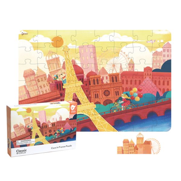 幼兒大塊拼圖48Pcs-可可在法國 Coco In France Puzzle｜手眼協調．適合3歲以上【德國Classic World客來喜經典木玩】 classic world,德國木玩具,德國,客來喜,德國客來喜,德國classicworld,classicworld,classicworld台灣代理,classicworld獨家代理,德國設計玩具,玩具,木玩,經典木玩,木製玩具,木質玩具,兒童玩具,寶寶玩具,益智,益智玩具,安全玩具,無甲醛,零甲醛,無毒,環保漆,手眼協調,視覺發展玩具,智能發展玩具,視覺專注,抓握力,邏輯力,專注力,拼圖,