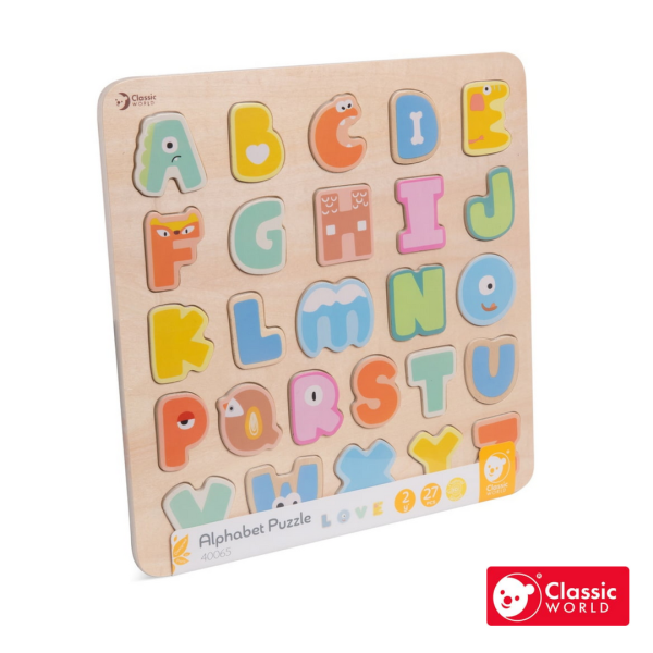 木製字母拼拼樂 Alphabet Puzzle｜兒童認知 早教啟蒙玩具．適合2歲以上【德國Classic World客來喜經典木玩 classic world,德國木玩具,德國,客來喜,德國客來喜,德國classicworld,classicworld,classicworld台灣代理,classicworld獨家代理,德國設計玩具,玩具,木玩,經典木玩,木製玩具,木質玩具,兒童玩具,寶寶玩具,益智,益智玩具,安全玩具,無甲醛,零甲醛,無毒,環保漆,手眼協調,視覺發展玩具,智能發展玩具,視覺專注,想像力,邏輯力,空間認知,抓握