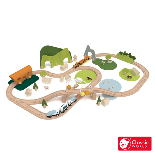 木遊小鎮火車組(100pcs) New Nature Train Set｜孩子最愛的軌道組合．適合3歲以上【德國Classic World客來喜經典木玩】 classic world,德國木玩具,德國,客來喜,德國客來喜,德國classicworld,classicworld,classicworld台灣代理,classicworld獨家代理,德國設計玩具,玩具,木玩,經典木玩,木製玩具,木質玩具,兒童玩具,寶寶玩具,益智,益智玩具,安全玩具,無甲醛,零甲醛,無毒,環保漆,手眼協調,視覺發展玩具,智能發展玩具,視覺專注,角色扮演玩具,家家酒玩具,想像