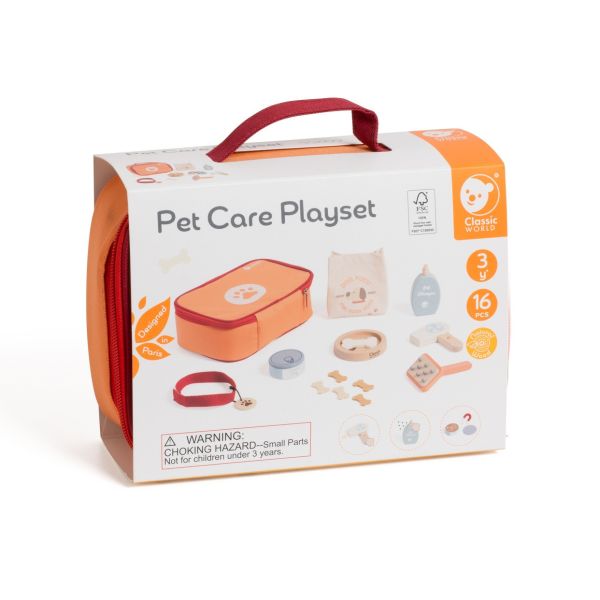 職業扮演｜愛心寵物照護套組 Pet Care Playset｜扮家家酒，好收納袋著走．適合3歲以上【德國Classic World客來喜經典木玩】 classic world,德國木玩具,德國,客來喜,德國客來喜,德國classicworld,classicworld,classicworld台灣代理,classicworld獨家代理,德國設計玩具,玩具,木玩,經典木玩,木製玩具,木質玩具,兒童玩具,寶寶玩具,益智,益智玩具,安全玩具,無甲醛,零甲醛,無毒,環保漆,手眼協調,視覺發展玩具,智能發展玩具,視覺專注,想像力,抓握力,角色扮演,語言