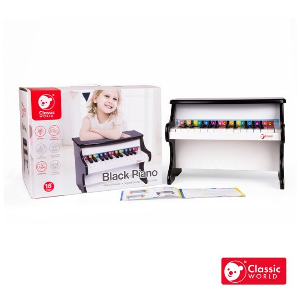 【５折出清】黑色木製鋼琴 Black Piano｜玩具樂器．適合18個月以上【音樂聲響玩具提升寶貝感受力】 classic world,德國木玩具,德國,客來喜,德國客來喜,德國classicworld,classicworld,classicworld台灣代理,classicworld獨家代理,德國設計玩具,玩具,木玩,經典木玩,木製玩具,木質玩具,兒童玩具,寶寶玩具,益智,益智玩具,安全玩具,無甲醛,零甲醛,無毒,環保漆,手眼協調,視覺發展玩具,智能發展玩具,視覺專注,抓握力,音樂玩具,鋼琴,鋼琴玩