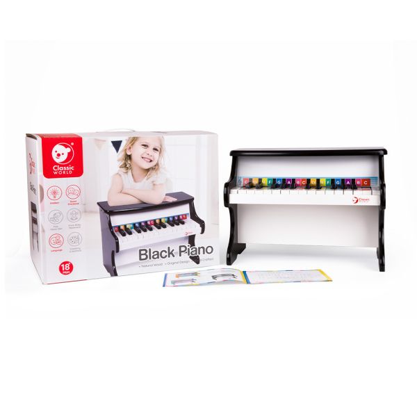 【５折出清】黑色木製鋼琴 Black Piano｜玩具樂器．適合18個月以上【音樂聲響玩具提升寶貝感受力】 classic world,德國木玩具,德國,客來喜,德國客來喜,德國classicworld,classicworld,classicworld台灣代理,classicworld獨家代理,德國設計玩具,玩具,木玩,經典木玩,木製玩具,木質玩具,兒童玩具,寶寶玩具,益智,益智玩具,安全玩具,無甲醛,零甲醛,無毒,環保漆,手眼協調,視覺發展玩具,智能發展玩具,視覺專注,抓握力,音樂玩具,鋼琴,鋼琴玩