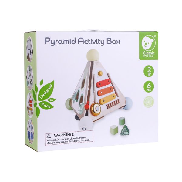 多功能啟蒙三角盒 Pyramid Activity Box｜四面玩法★綜合體驗最強玩具．適合2歲以上【德國Classic World客來喜經典木玩】 classic world,德國木玩具,德國,客來喜,德國客來喜,德國classicworld,classicworld,classicworld台灣代理,classicworld獨家代理,德國設計玩具,玩具,木玩,經典木玩,木製玩具,木質玩具,兒童玩具,寶寶玩具,益智,益智玩具,安全玩具,無甲醛,零甲醛,無毒,環保漆,手眼協調,視覺發展玩具,智能發展玩具,邏輯玩具,空間認知,想像力,音樂玩具