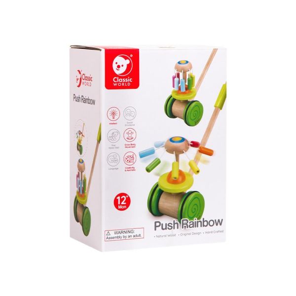 【５折出清】學步玩具｜平衡七彩花朵推車 Push Walker．適合12個月以上寶貝【德國Classic World客來喜經典木玩】 classic world,德國木玩具,德國,客來喜,德國客來喜,德國classicworld,classicworld,classicworld台灣代理,classicworld獨家代理,德國設計玩具,玩具,木玩,經典木玩,木製玩具,木質玩具,兒童玩具,寶寶玩具,益智,益智玩具,安全玩具,無甲醛,零甲醛,無毒,環保漆,手眼協調,視覺發展玩具,智能發展玩具,視覺專注力,靈活性,平衡七彩花朵推車,學