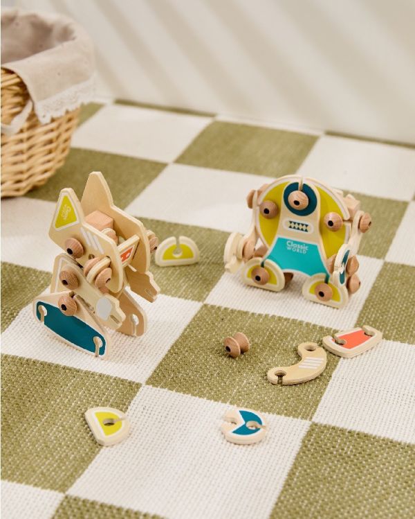 百變機器人 Flexi Robots｜3合1組裝DIY積木［全系列3款］．適合6歲以上【德國Classic world客來喜經典木玩】 classic world,德國木玩具,德國,客來喜,德國客來喜,德國classicworld,classicworld,classicworld台灣代理,classicworld獨家代理,德國設計玩具,玩具,木玩,經典木玩,木製玩具,木質玩具,兒童玩具,寶寶玩具,益智,益智玩具,安全玩具,無甲醛,零甲醛,無毒,環保漆,手眼協調,視覺發展玩具,智能發展玩具,視覺專注,抓握力,感官認知,交通工具玩具