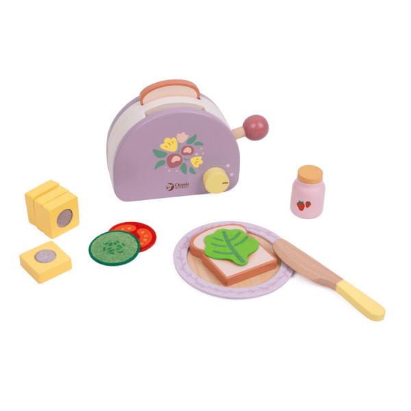 晨曦紫花園．經典木製烤麵包機 Grace Toaster｜廚房扮家家酒．適合3歲以上【德國Classic World客來喜經典木玩】經典下午茶系列 classic world,德國木玩具,德國,客來喜,德國客來喜,德國classicworld,classicworld,classicworld台灣代理,classicworld獨家代理,德國設計玩具,玩具,木玩,經典木玩,木製玩具,木質玩具,兒童玩具,寶寶玩具,益智,益智玩具,安全玩具,無甲醛,零甲醛,無毒,環保漆,手眼協調,視覺發展玩具,智能發展玩具,視覺專注,隨身攜帶玩具,好收納玩具,角色