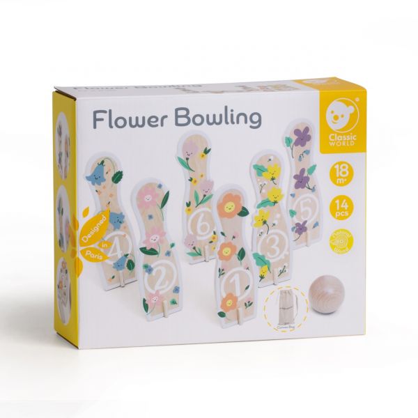 運動系列｜兒童保齡球 Flower Bowling【德國Classic World客來喜經典木玩】 classic world,德國木玩具,客來喜,德國客來喜,德國classicworld,classicworld,classicworld台灣代理,classicworld獨家代理,德國設計玩具,玩具,木玩,經典木玩,木製玩具,木質玩具,兒童玩具,寶寶玩具,益智,益智玩具,安全玩具,無甲醛,零甲醛,無毒,環保漆,手眼協調,視覺發展玩具,智能發展玩具,空間認知,想像力,語言表達,角色扮演玩具,家家