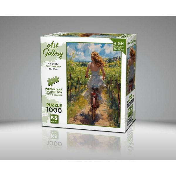 *預購244*土耳其品牌 KS Games / 騎自行車女孩 / 1000片 黑咖啡拼圖,拼圖,預購,騎自行車女孩,自行車,女孩,美麗,畫作,油畫,特色,藝術家,藝術,主題,1000片,KS Gamesi,土耳其品牌