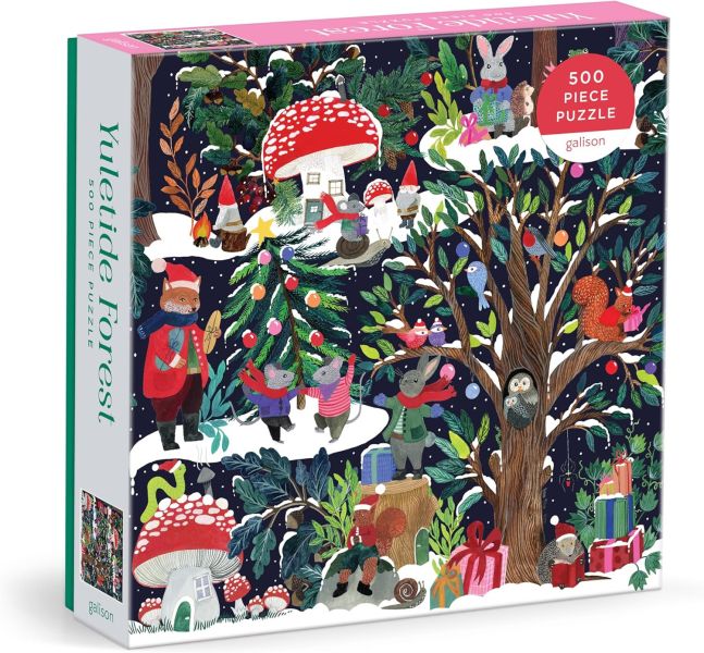 #現貨# 美國品牌 Galison / Yuletide Forest - 耶誕森林 / 500片 黑咖啡拼圖,拼圖,現貨,耶誕森林,森林,耶誕節,冬季,仙境,可愛,小動物,美麗,豐富,特色,藝術家,藝術,主題,500片,Galison,美國品牌