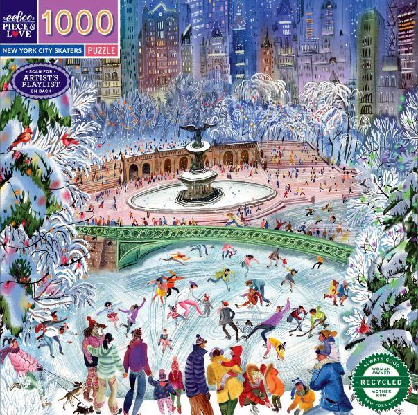 *預購206*美國品牌 eeBoo / 紐約滑冰運動員 / 1000片 黑咖啡拼圖,拼圖,預購,紐約滑冰運動員,紐約,中央公園,滑冰,運動員,懷舊,冬季,圓形廣場,溫馨,氛圍,特色,藝術家,藝術,主題,1000片,eeBoo,美國品牌