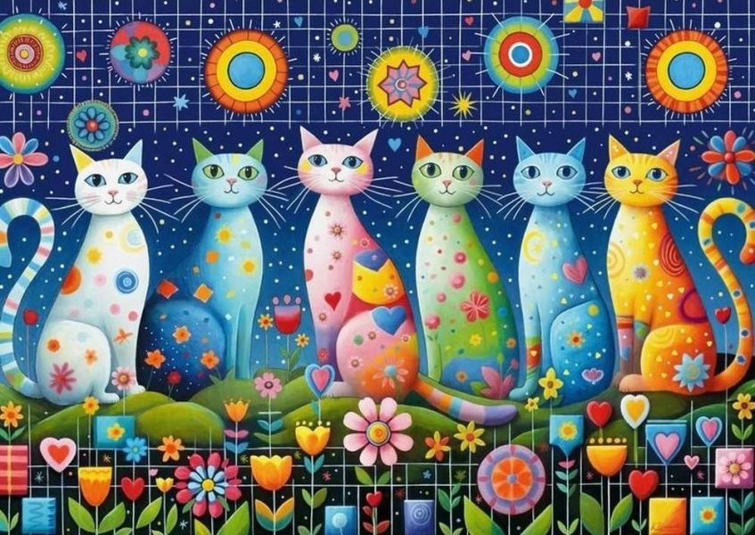 *預購243*波蘭品牌 Cherry Pazzi / 可愛貓咪 / 1000片 黑咖啡拼圖,拼圖,預購,可愛貓咪,貓咪,可愛,童趣,花朵,多彩,美麗,鮮豔,特色,藝術家,藝術,主題,1000片,Cherry Pazzi,波蘭品牌