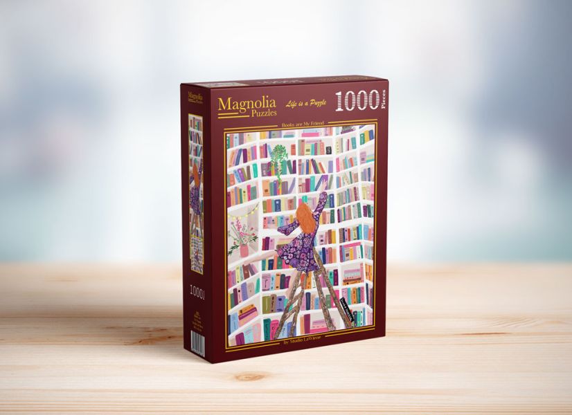 *預購208*土耳其品牌 Magnolia / 我最好的朋友 / 1000片 黑咖啡拼圖,拼圖,預購,我最好的朋友,書籍,愛好,嗜好,朋友,獨處,享受,愉快,書架,可愛,特色,藝術家,藝術,主題,1000片,Magnolia,土耳其品牌