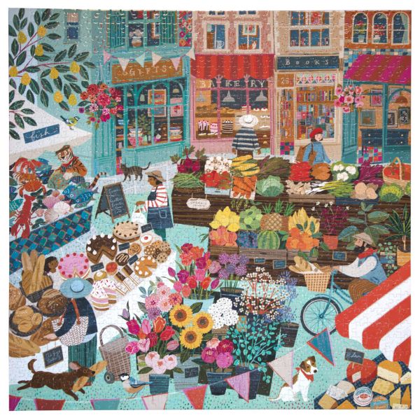 #現貨# 法國品牌 eeBoo / English Green Market - 英國農夫市集 / 1000片 黑咖啡拼圖,拼圖,現貨,英國農夫市集,英國,農夫,市集,食物,花卉,小動物,可愛,溫馨,商店,城市,特色,藝術家,藝術,主題,1000片,eeBoo,美國品牌