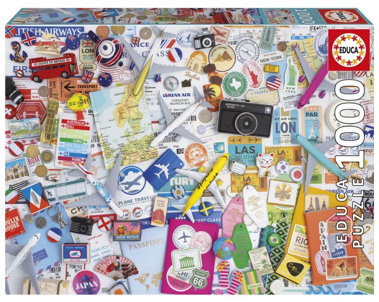 *預購250*西班牙品牌 Educa / 旅遊拼貼 / 1000片 黑咖啡拼圖,拼圖,預購,旅遊拼貼,旅行,拼貼,熱情,收藏,環遊世界,自由女神像,艾菲爾鐵塔,城市地標,細節豐富,回憶,特色,藝術家,藝術,主題,1000片,Educa,西班牙品牌