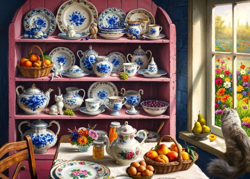 *預購247*法國品牌 Alipson / 美麗廚房 / 500片 黑咖啡拼圖,拼圖,預購,美麗廚房,廚房,瓷器,餐具,貓咪,藍白花紋,溫暖,幸福,特色,藝術家,藝術,主題,500片,Alipson,法國品牌