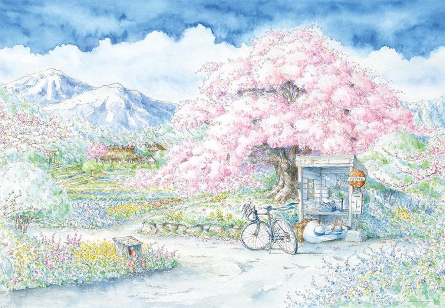 預購274*韓國品牌 Puzzle Korea / 櫻花樹 / 1000片 黑咖啡拼圖,拼圖,預購,櫻花樹,櫻花,春日鄉村,浪漫,青春,層次豐富,恬靜詩意,美麗,細節豐富,鋼筆畫,水彩,光影,特色,藝術家,藝術,主題,1000片,PuzzleKorea,韓國品牌
