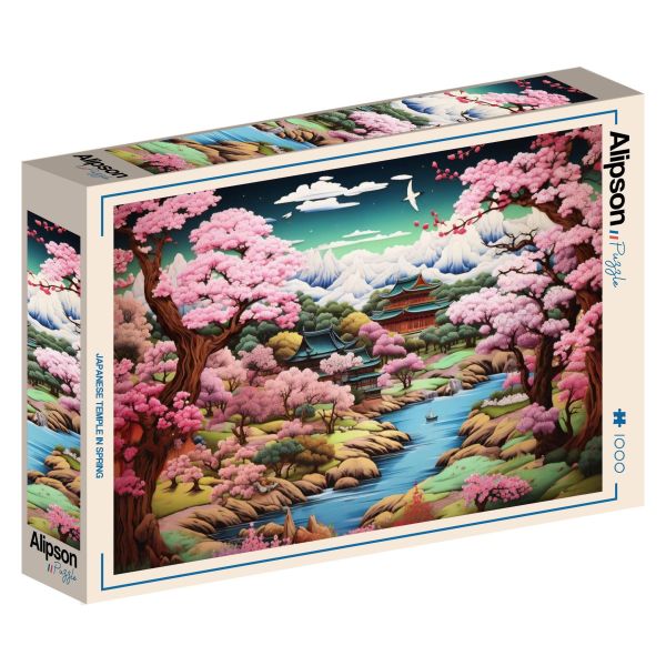 *預購258*法國品牌 Alipson / 日本寺廟 / 1000片 黑咖啡拼圖,拼圖,預購,日本寺廟,日本,寺廟,櫻花,浪漫,春天,柔和,層次感,美麗,特色,藝術家,藝術,主題,1000片,Alipson,法國品牌