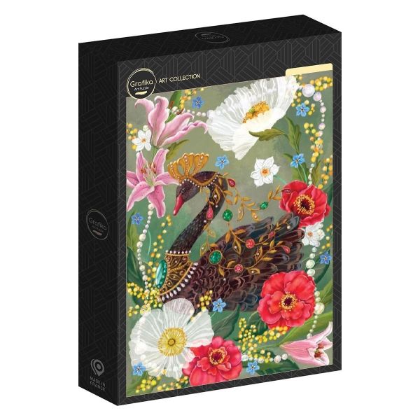 *預購272*法國品牌 Grafika / 黑天鵝與珍珠 / 1000片 黑咖啡拼圖,拼圖,預購,黑天鵝與珍珠,黑天鵝,珍珠,華麗,神秘,高貴,色彩鮮豔,花卉,特色,藝術家,藝術,主題,500片,Grafika,法國品牌