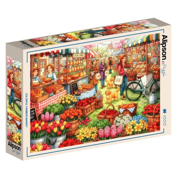*預購258*法國品牌 Alipson / 農場市集 / 1000片 黑咖啡拼圖,拼圖,預購,農場市集,農場,市集,社區,花卉,生活溫度,細節,鄉村浪漫,多彩,活力,可愛,旅行,特色,藝術家,藝術,主題,1000片,Alipson,法國品牌