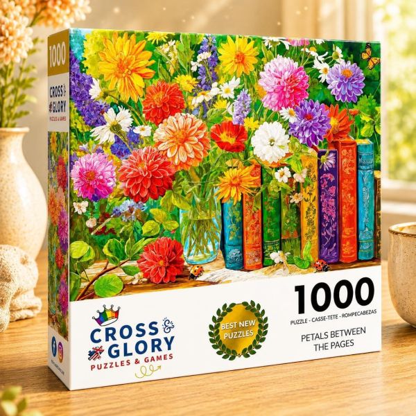 *預購271*美國品牌 Cross & Glory / 書頁間的花瓣 / 1000片 黑咖啡拼圖,拼圖,預購,書頁間的花瓣,復古書籍,花瓣,花卉,小蝴蝶,小瓢蟲,美麗,色彩,豐富細節,特色,藝術家,藝術,主題,1000片,Cross&Glory,美國品牌